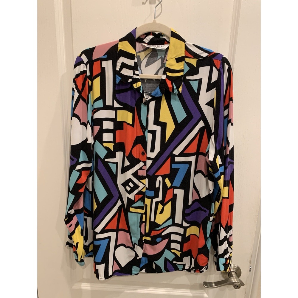 Big Dart‎ Women Blouse Retro 90's Sz L